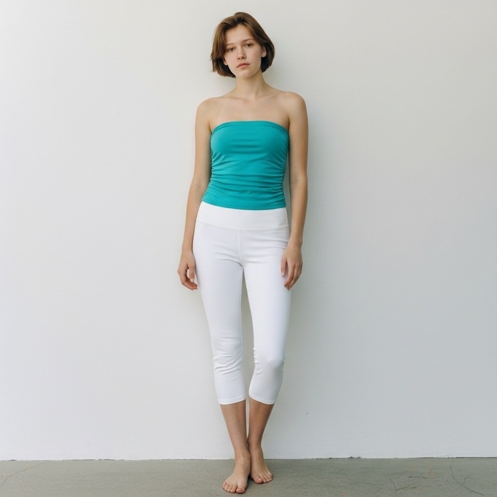 Jolie & Joy Womens XL Turquoise Teal Ruched Strapless Tube Top Summer